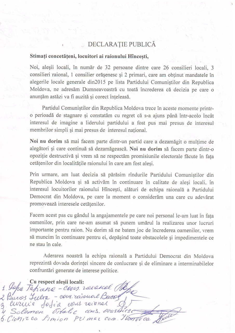 Stop Cadru: 32 comuniști se alătură PDM-ului