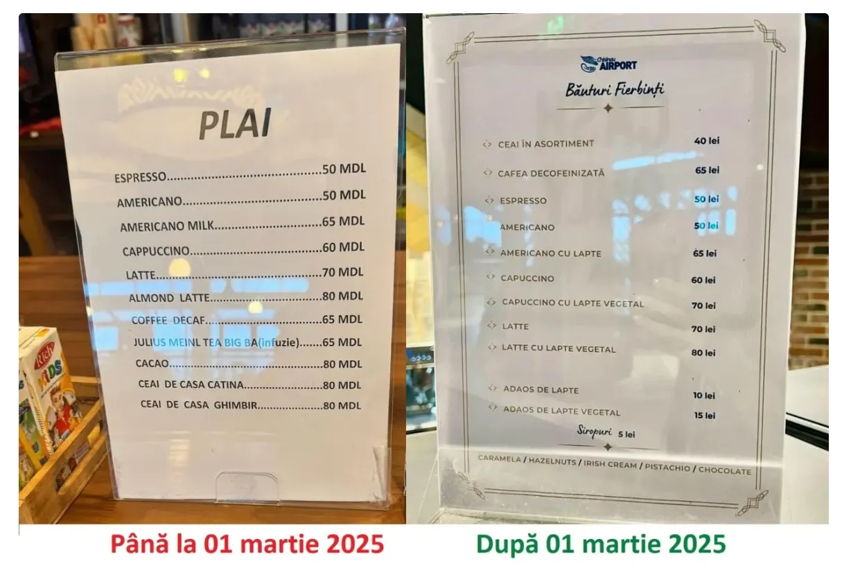Aeroportul Chișinău dezminte zvonurile privind scumpirea băuturilor calde