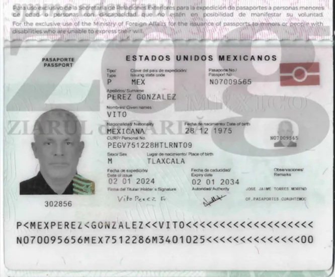 ZdG: В мексиканских базах данных нет гражданина с именем Вито Перес Гонсалес