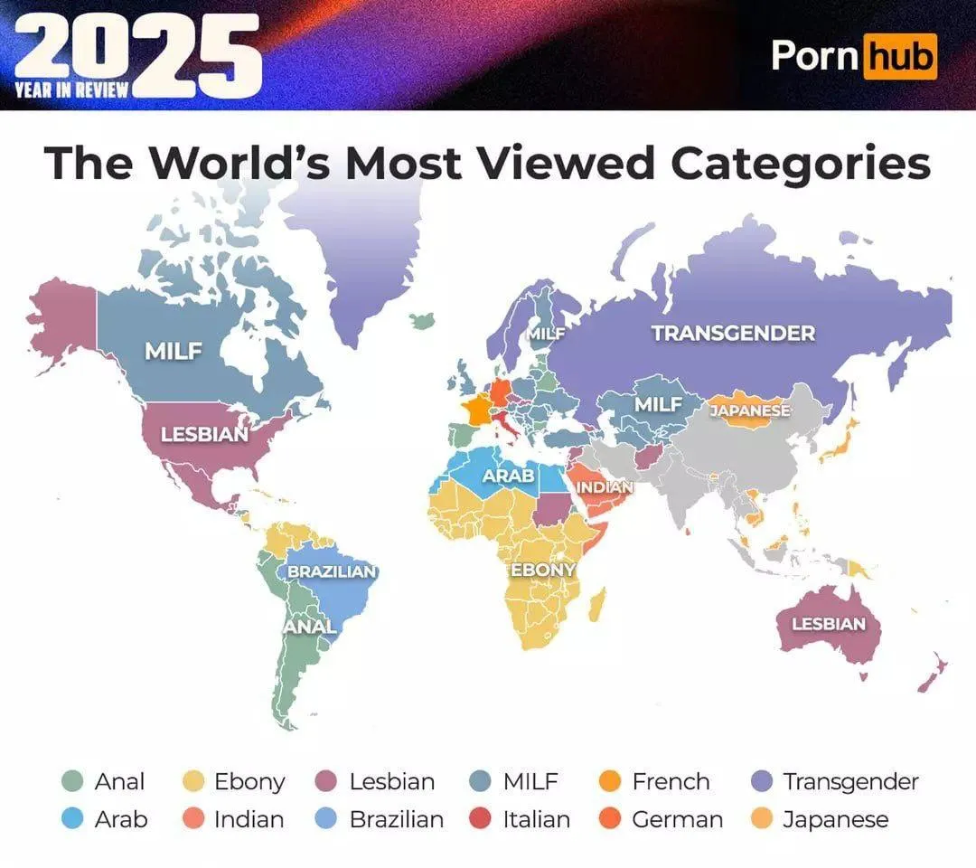 Pornhub объявил статистику за 2025 год: В России "трансгендеры" на первом месте