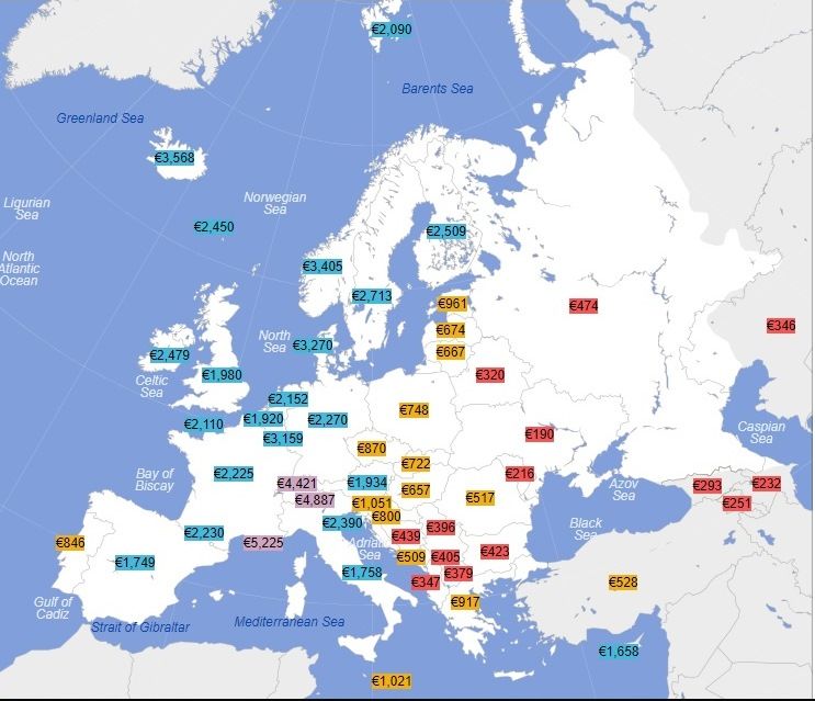 Названы европейские страны с самими низкими зарплатами