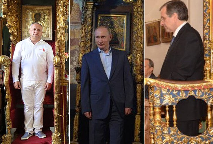 Dodon îl plagiază pe Putin? Șeful statului a urcat în tronul arhieresc din biserica Protaton