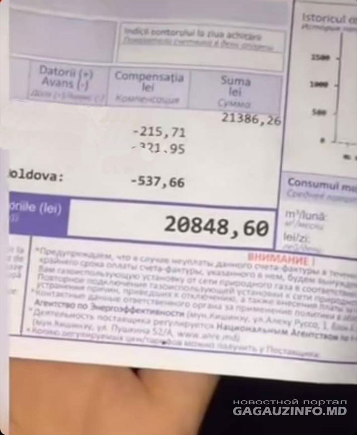 Жителю Чадыр-Лунги пришел счет за отопление свыше 20 тысяч леев