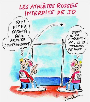 Charlie Hebdo опубликовал карикатуру на российских легкоатлетов, отстраненных от ОИ-2016