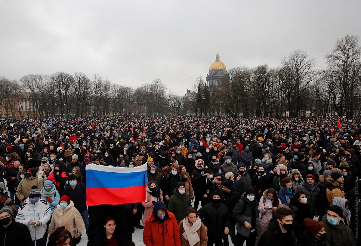 В Москве на акции в защиту Навального замечен флаг Молдовы