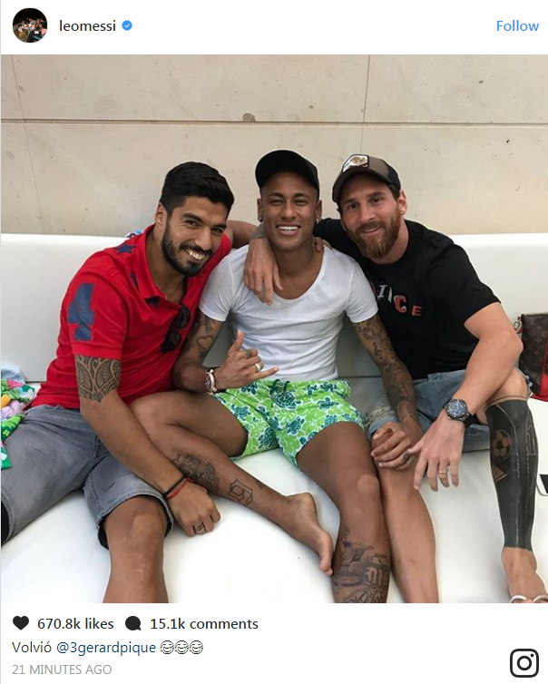 „Reîntregirea tridentului! Neymar s-a întors la Barcelona!”. Ce mesaj a postat Messi