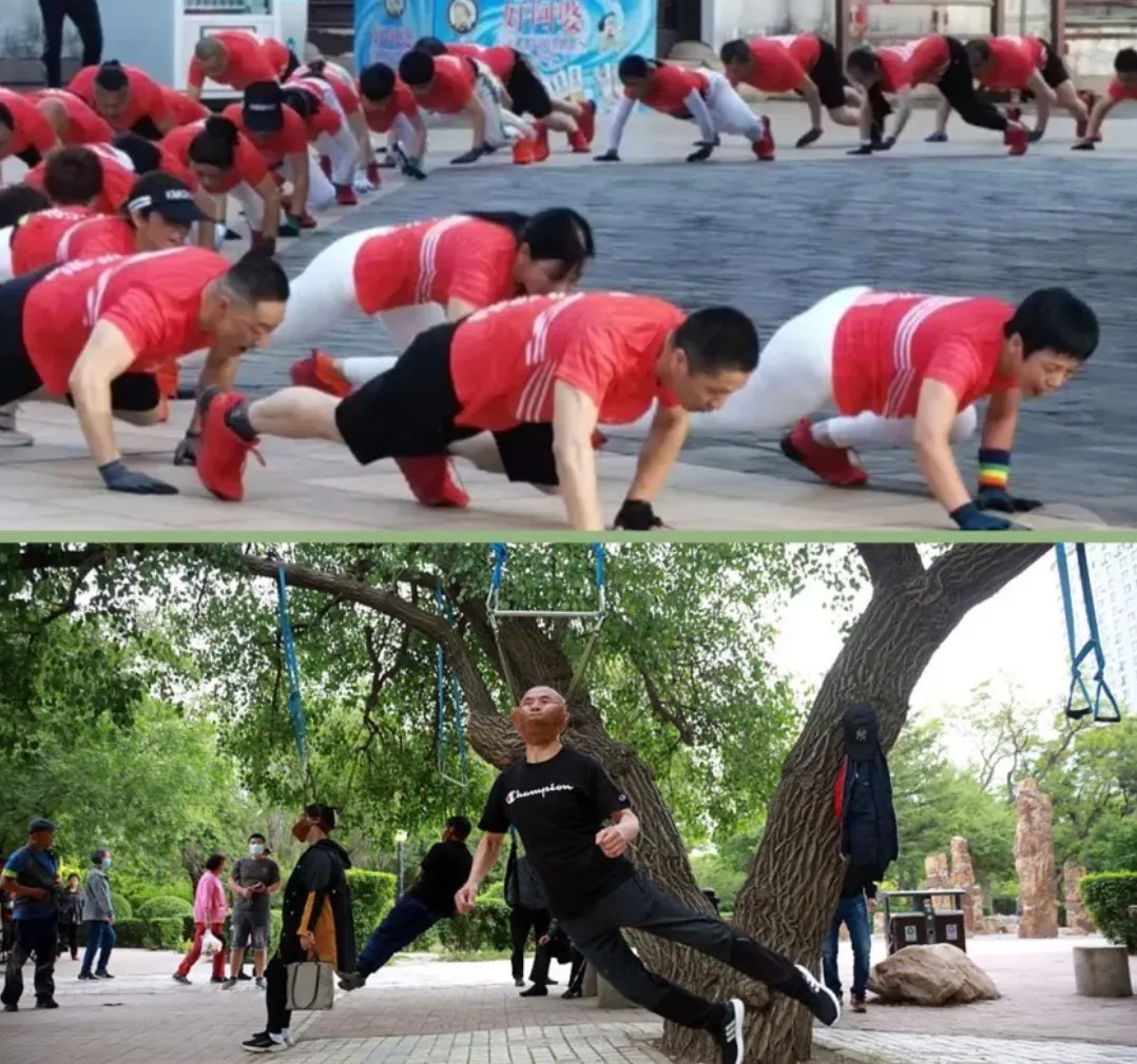 În China, pensionarii practică mersul pe pietriș și târâtul în stil de crocodil pentru a-și prelungi viața