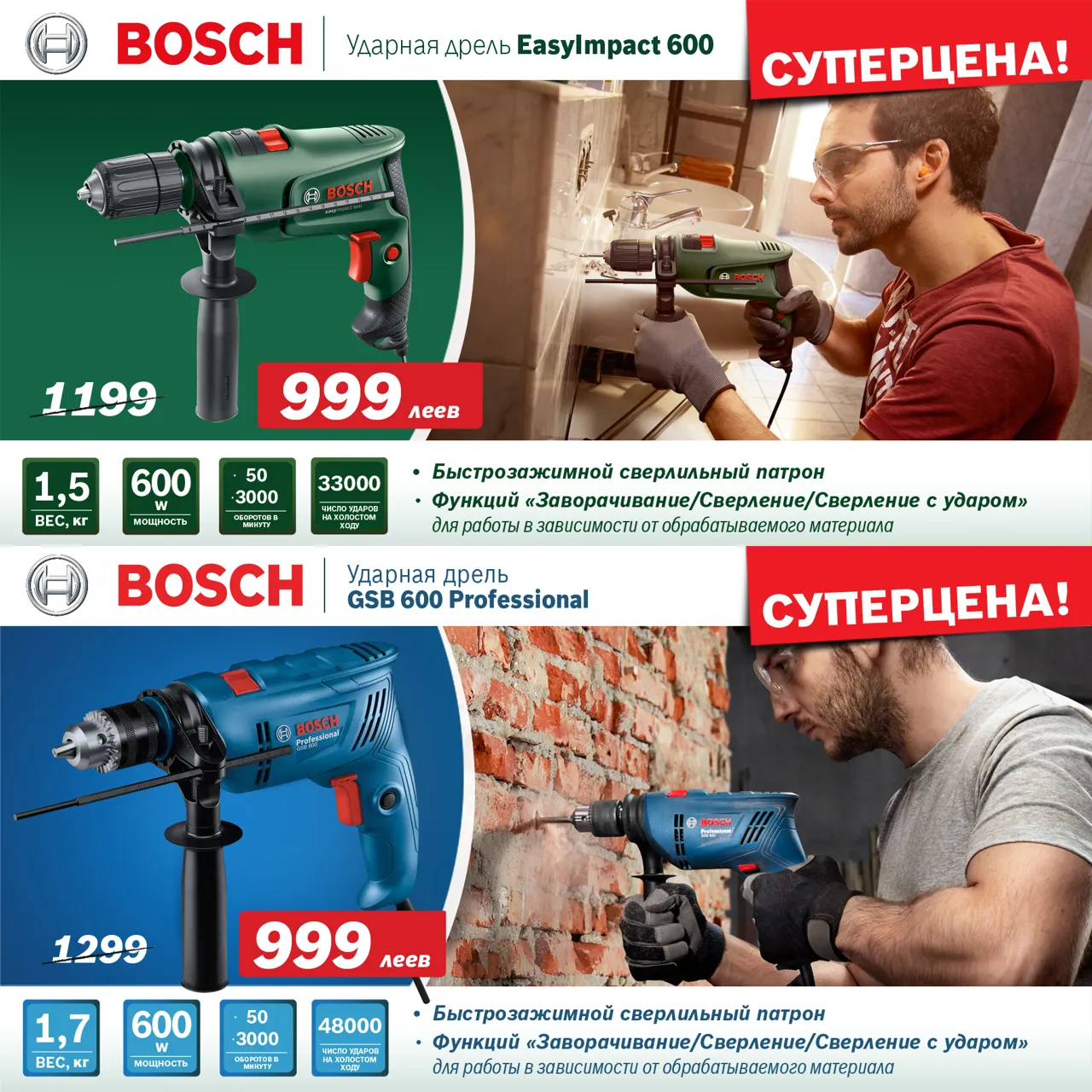 Bosch Store: подарки для настоящих мужчин — инструменты Bosch от 999 леев