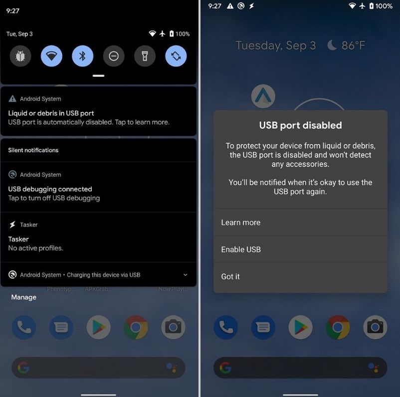 ОС Android 10 научилась определять загрязнение и перегрев порта USB