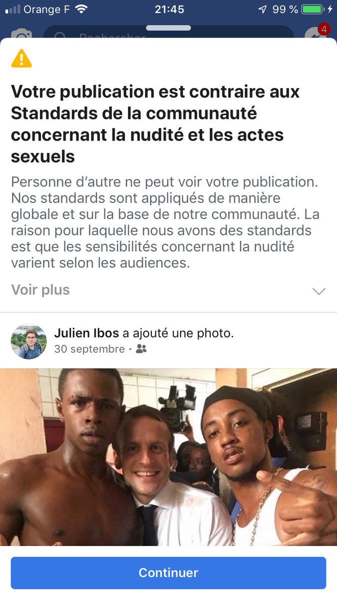 Facebook блокирует посты со скандальным фото Макрона, сообщили пользователи