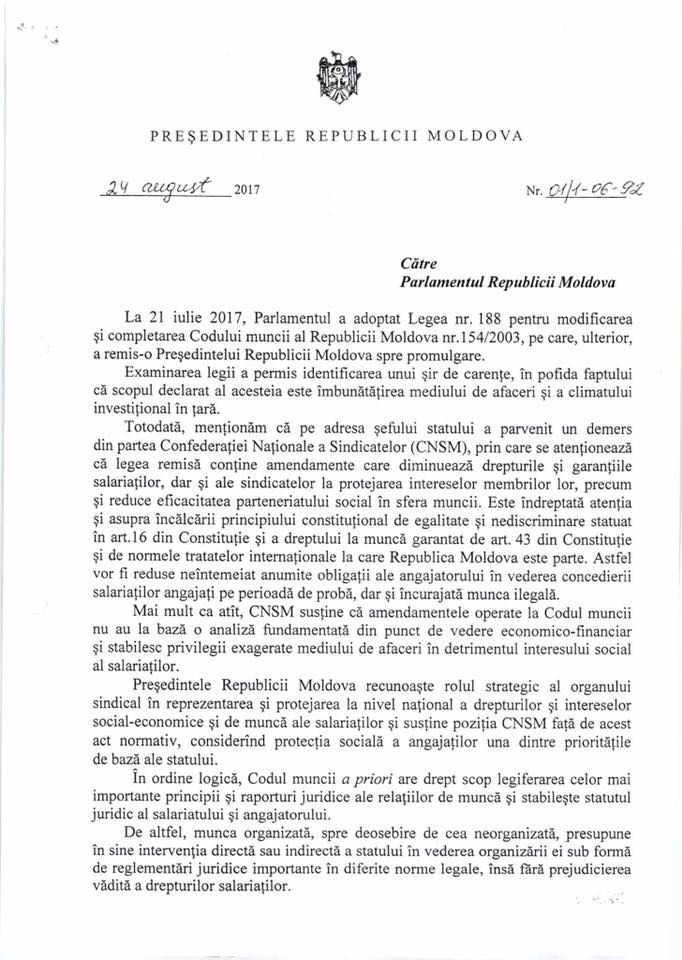 Додон рассказал, что скрывают отклоненные им законопроекты, на принятии которых настаивает ДПМ