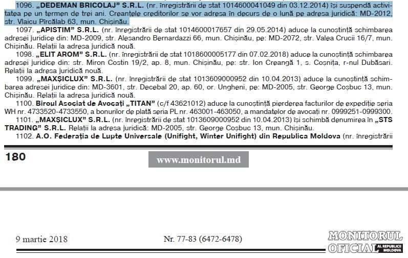 Dedeman приостанавливает свою деятельность в Молдове
