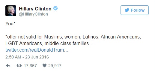 Clinton a redactat inscripția de pe tricoul lui Trump