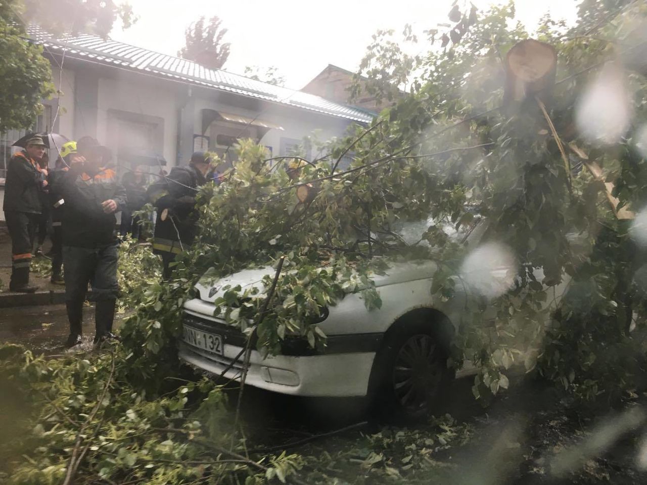 Проливной дождь затопил столицу и повалил несколько деревьев