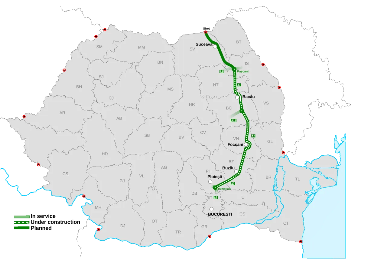 В Румынии весь участок автомагистрали A7 между Бузэу и Фокшань открыли для движения