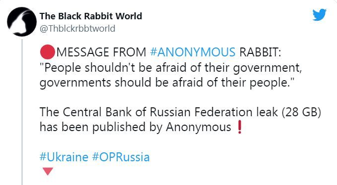 Anonymous выложила в Сеть базу Центробанка России и записали обращение к Путину
