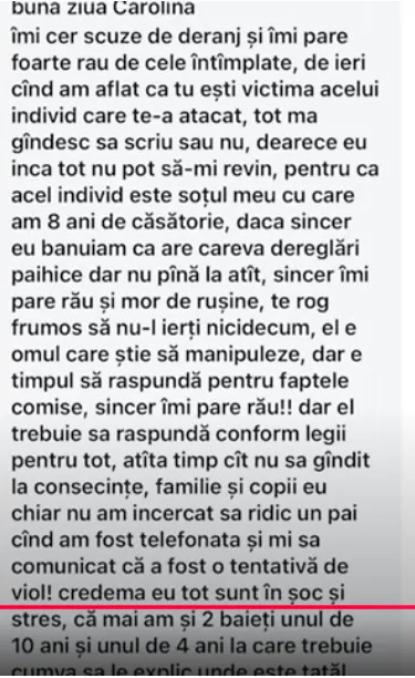 Bloggerița Carolina Ceachir, agresată de un bărbat, a publicat un mesaj de la soția acestuia