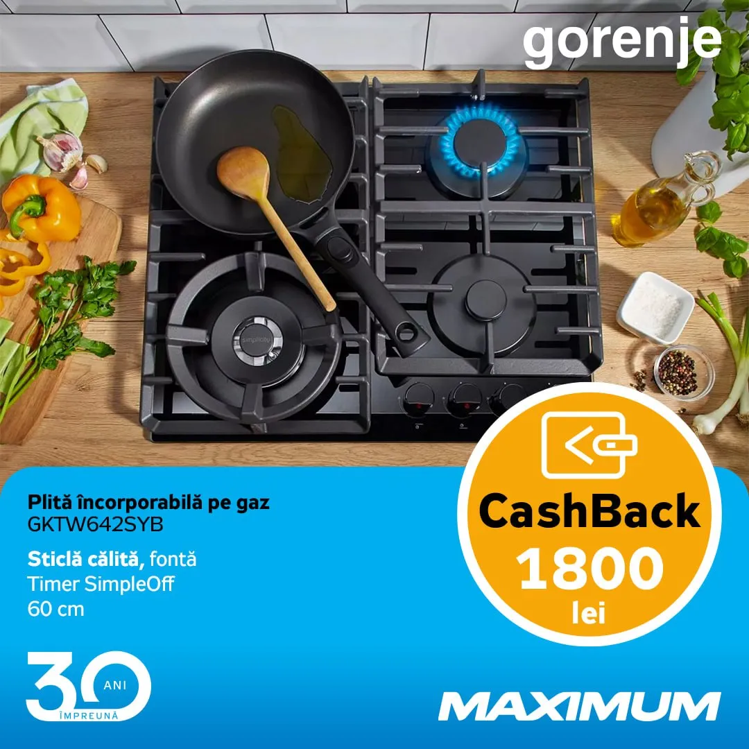 Maximum 30 лет  — получите скидку 30% или кэшбэк 30% на технику Gorenje и Hisense