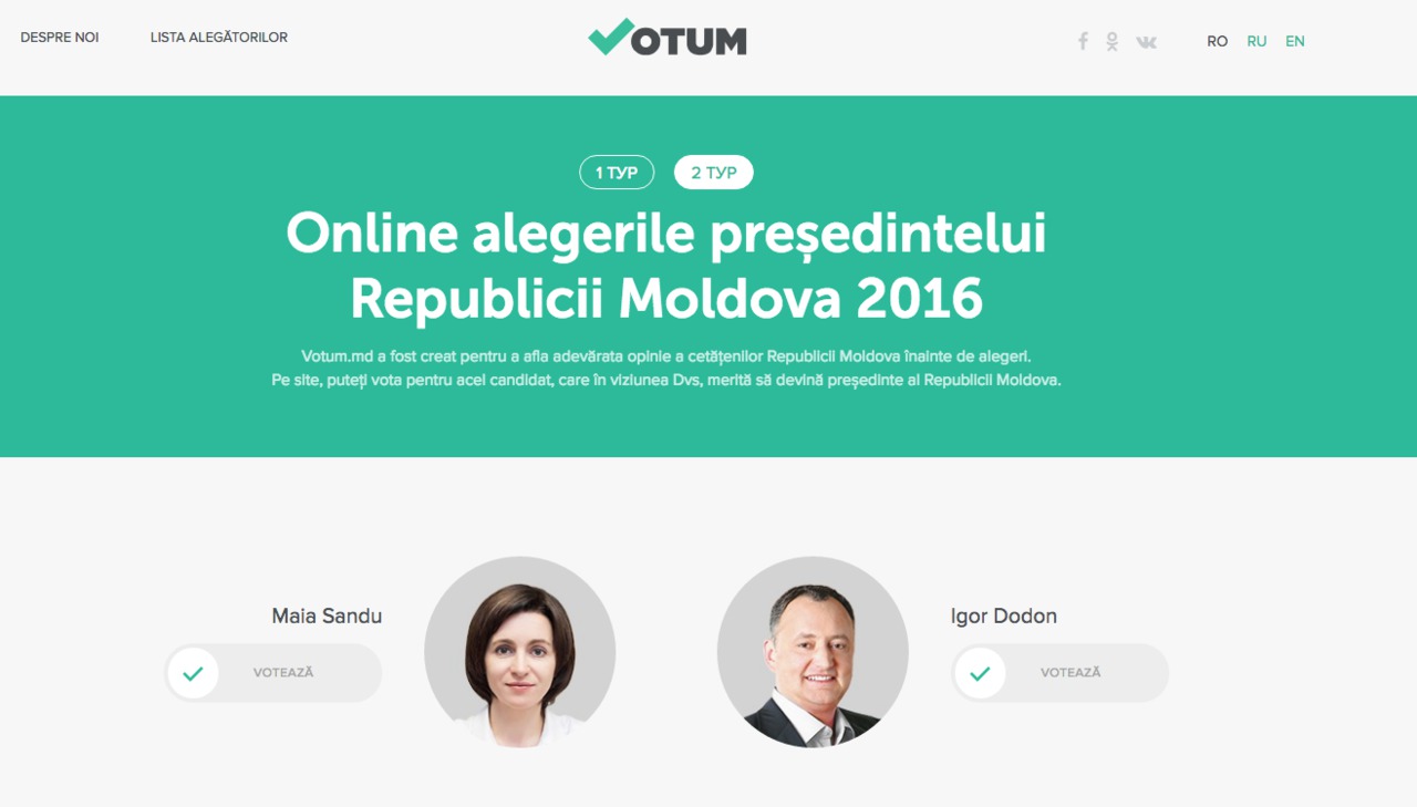 Votum.md: Votarea pentru cel de-al doilea tur al alegerilor este deschisă
