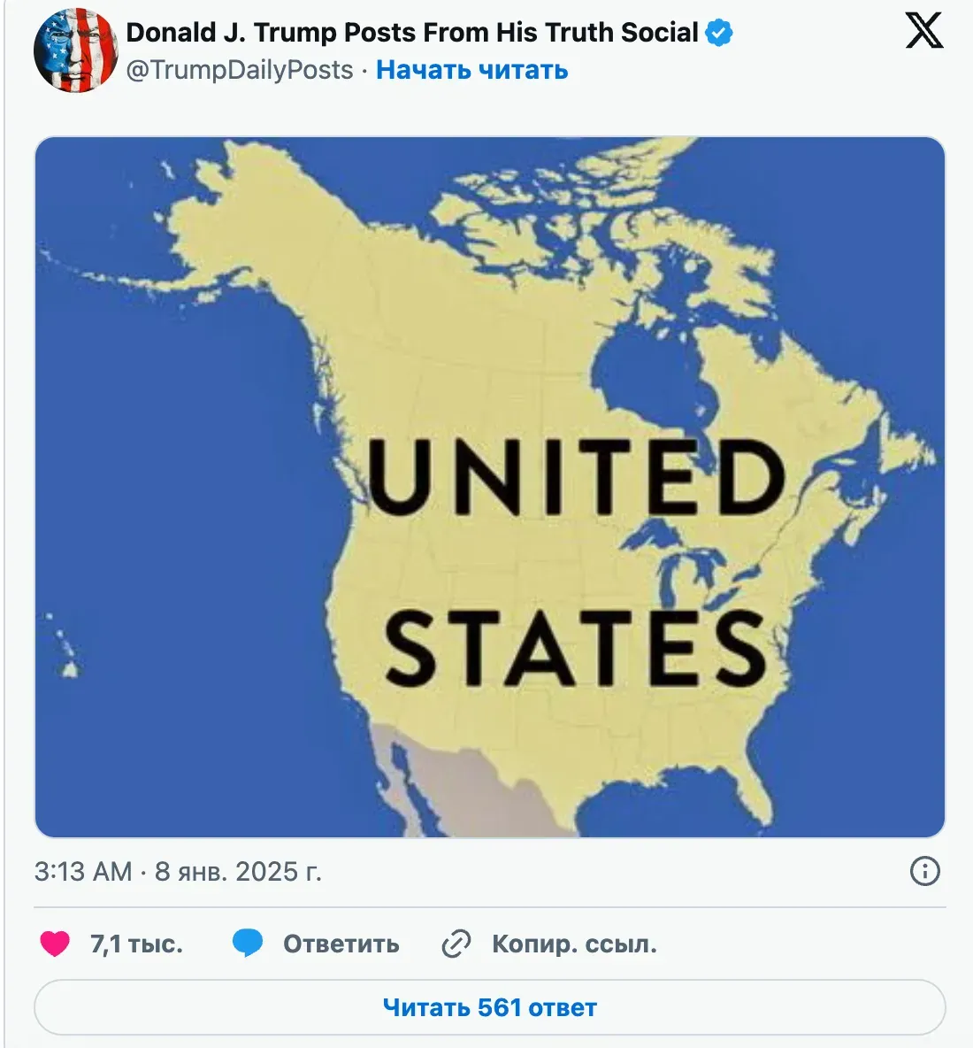 Trump a publicat două hărți ale SUA cu Canada anexată