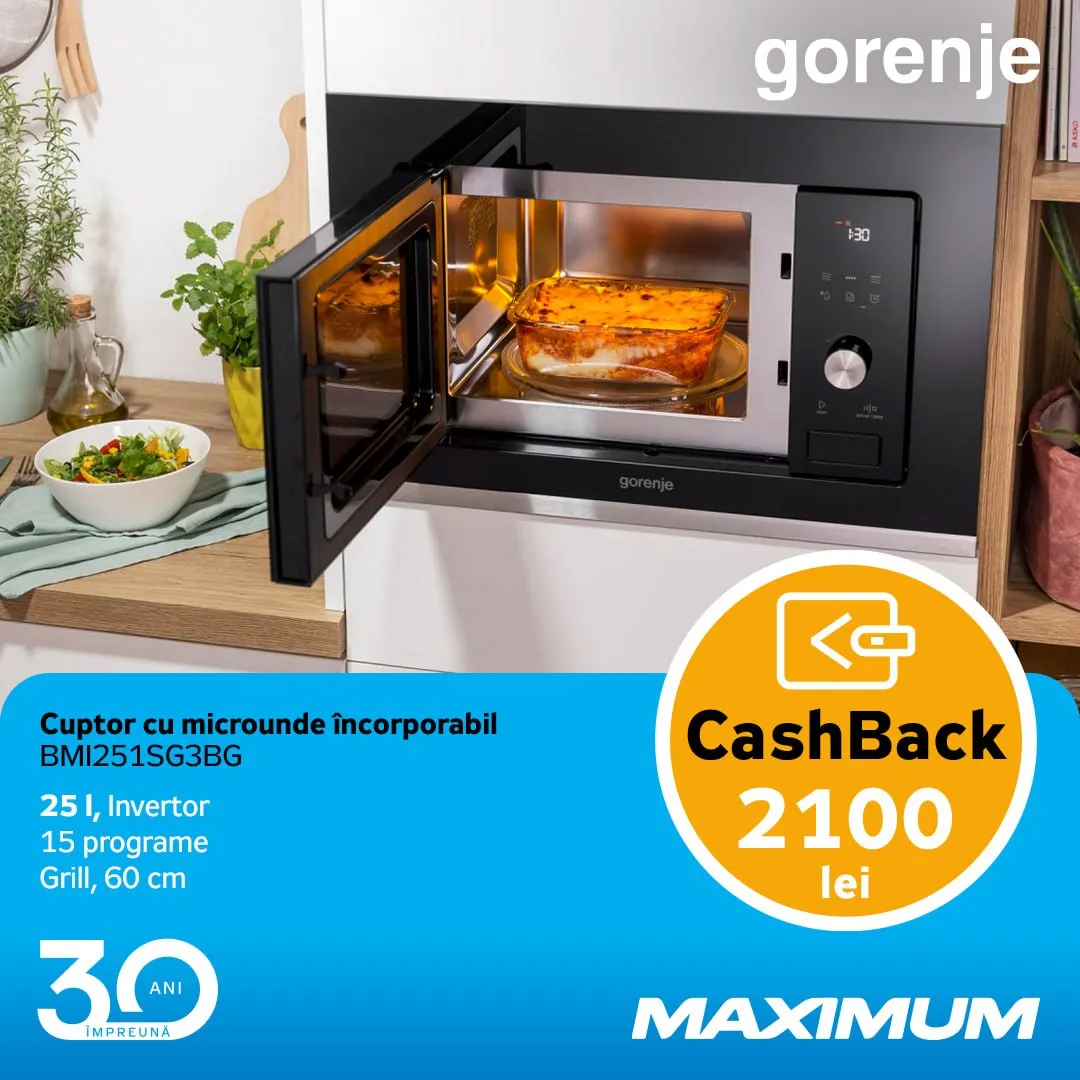 Maximum 30 лет  — получите скидку 30% или кэшбэк 30% на технику Gorenje и Hisense
