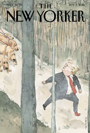 New Yorker поместил на обложку убегающего от гончих собак Трампа