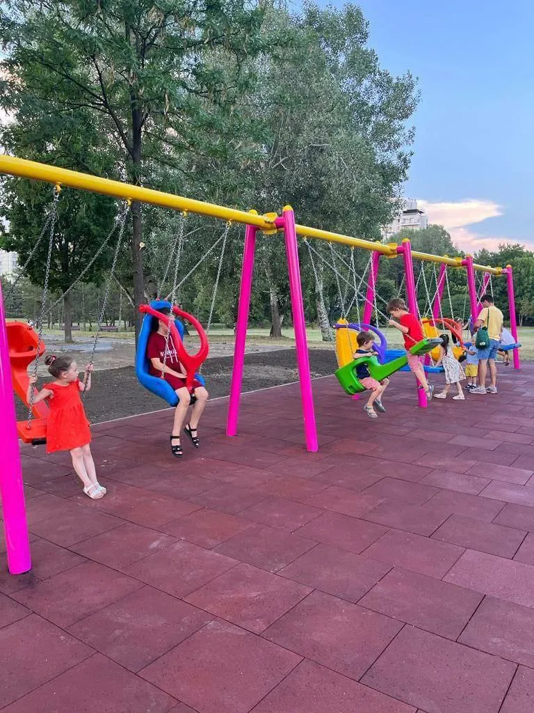 Одна из двух детских площадок, построенных в парке Дендрарий, готова