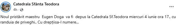 Corpul neînsuflețit al maestrului Eugen Doga va fi depus pe 4 iunie la Catedrala Sfânta Teodora din Capitală