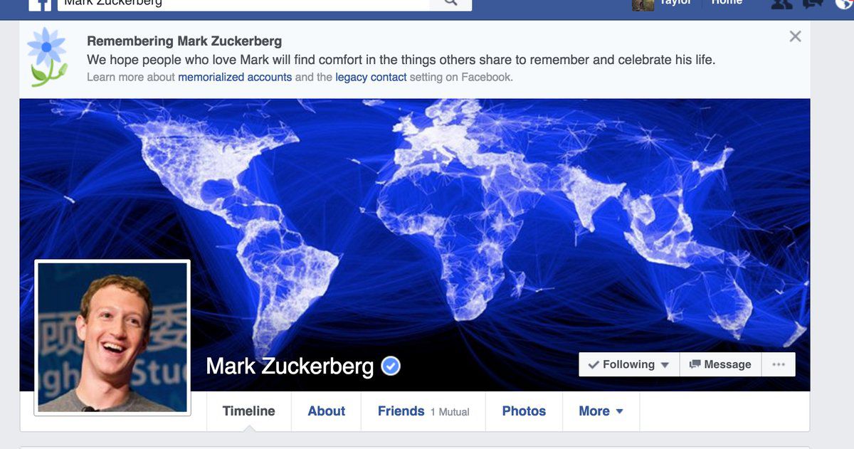 Facebook объявил о смерти Марка Цукерберга из-за сбоя