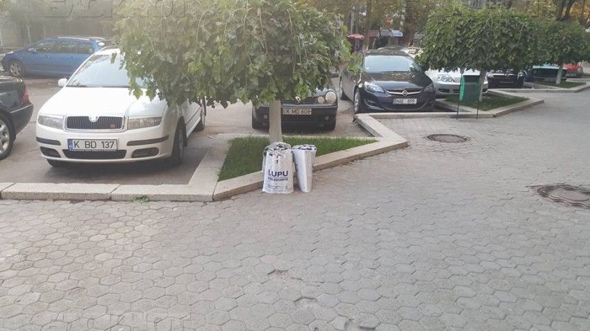 В центре Кишинева "забыли" пакеты с агитационными плакатами за Мариана Лупу