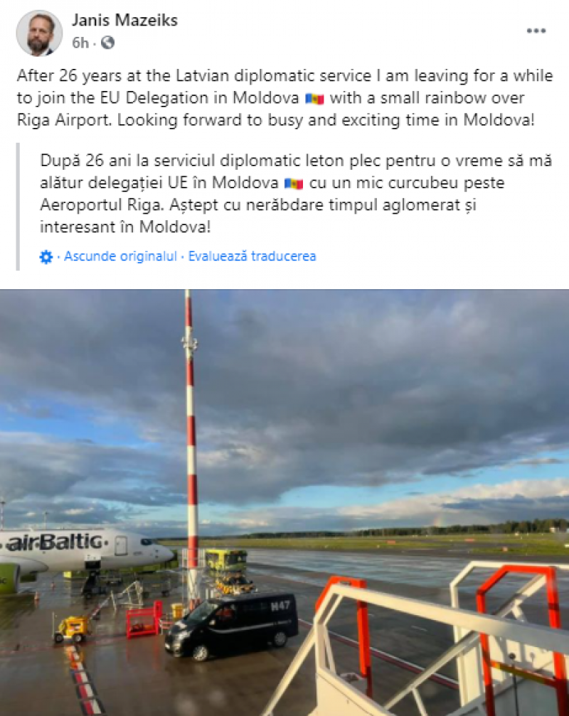 Новый глава Делегации ЕC Янис Мажейкс направляется в Молдову
