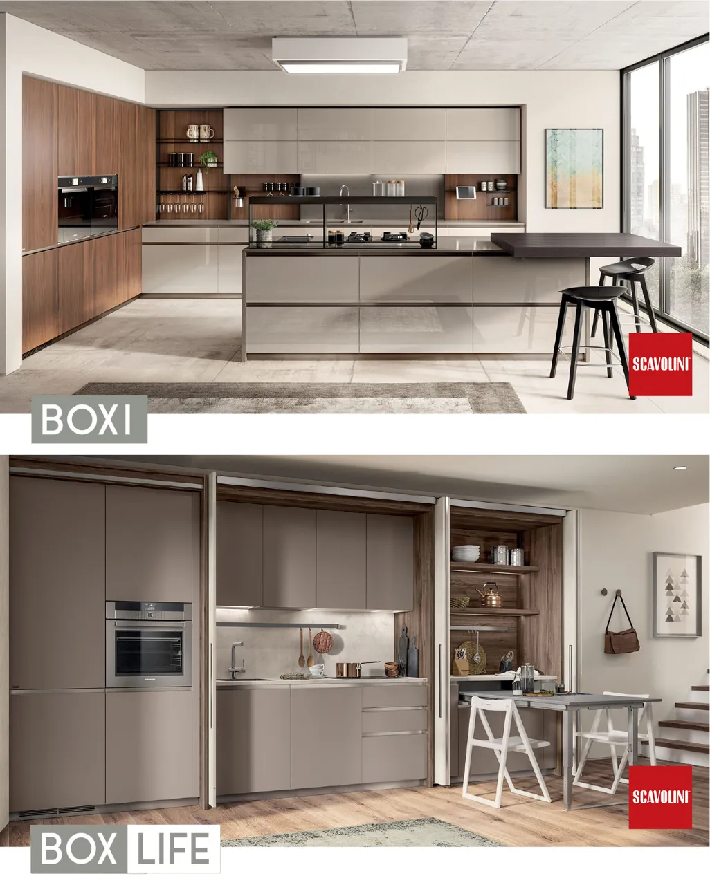 Scavolini: Итальянские изысканные кухни Favilla и Boxi