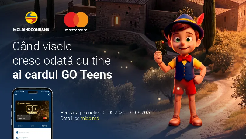 Vara premiilor începe cu cardul pentru copii și adolescenți: Mastercard GO Teens de la Moldindconbank