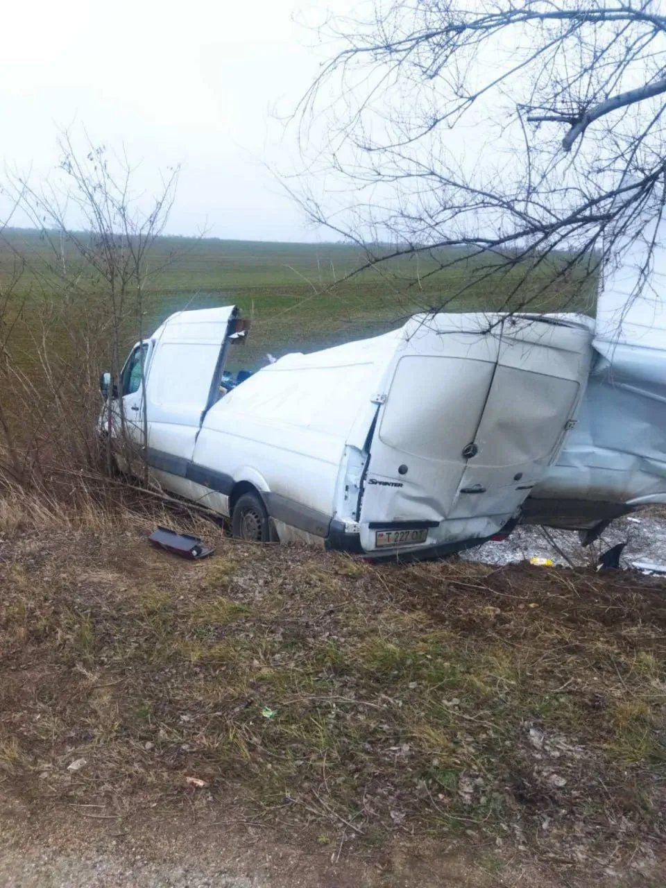 Под Днестровском микроавтобус слетел с трассы и врезался в дерево