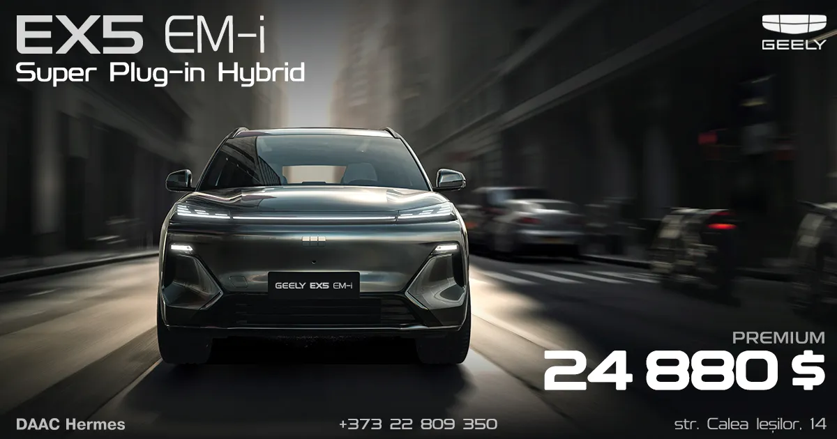 Geely EX5 EM-i — cel mai vândut model din Moldova în februarie