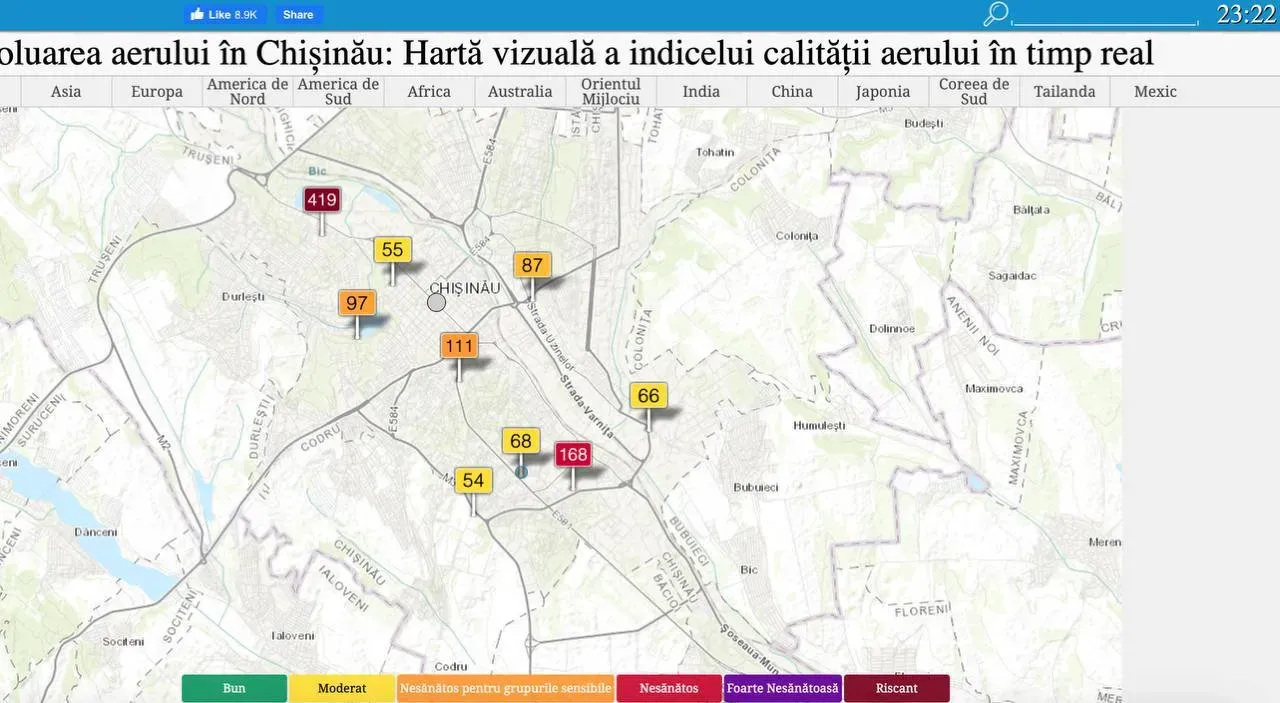 Nivelul de poluare a aerului în Capitală a depășit norma de 10 ori în noaptea de Revelion