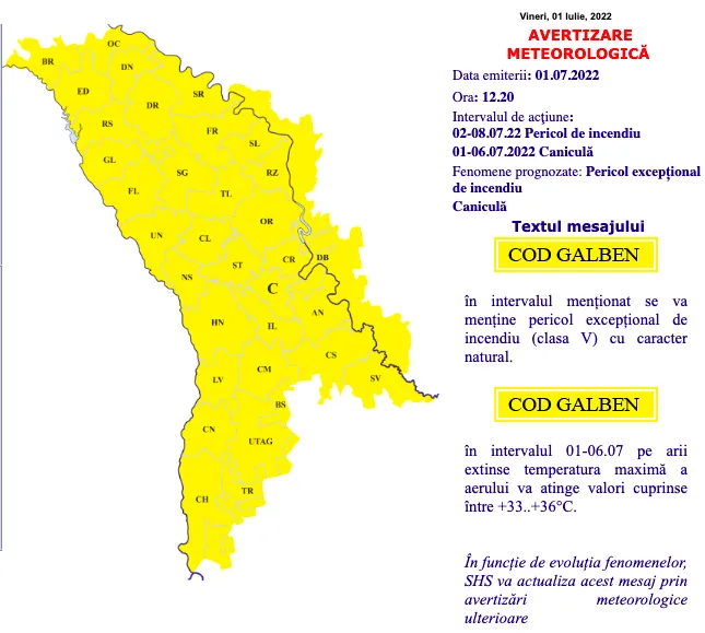 FLASH // Meteorologii au emis COD GALBEN de caniculă