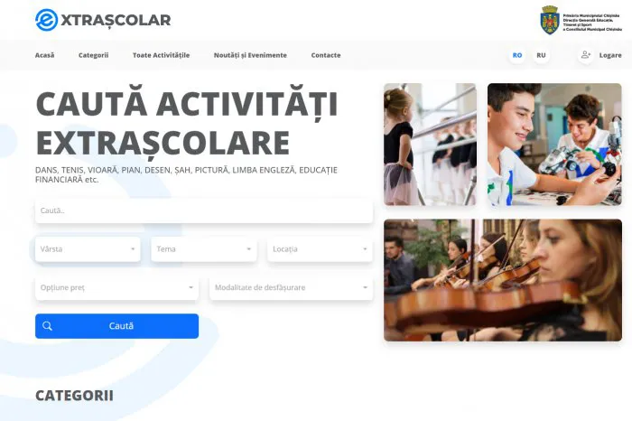 В Кишиневе заработала платформа для поиска внеклассных занятий для детей