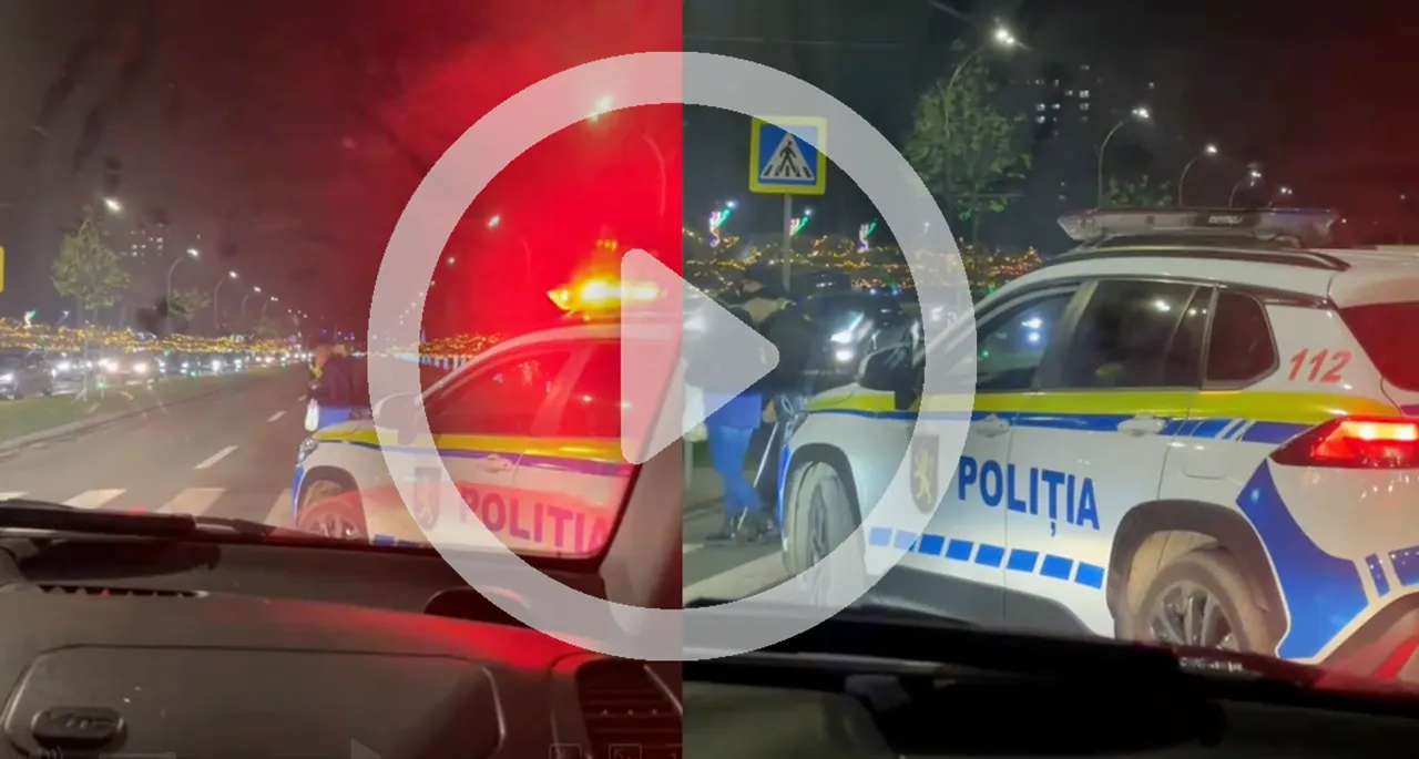 Polițiștii au blocat un drum pentru a ajuta o bătrână să traverseze strada în Capitală