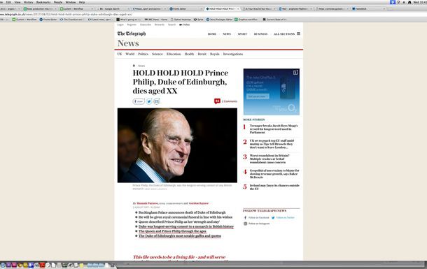 Daily Telegraph случайно "похоронила" мужа Елизаветы II