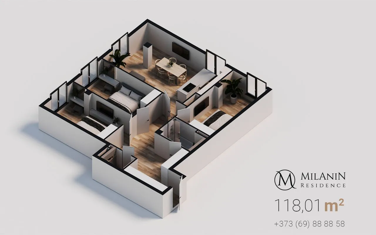 MilaniN: Долговечность и стиль - квартира на 118 m² из лучших материалов