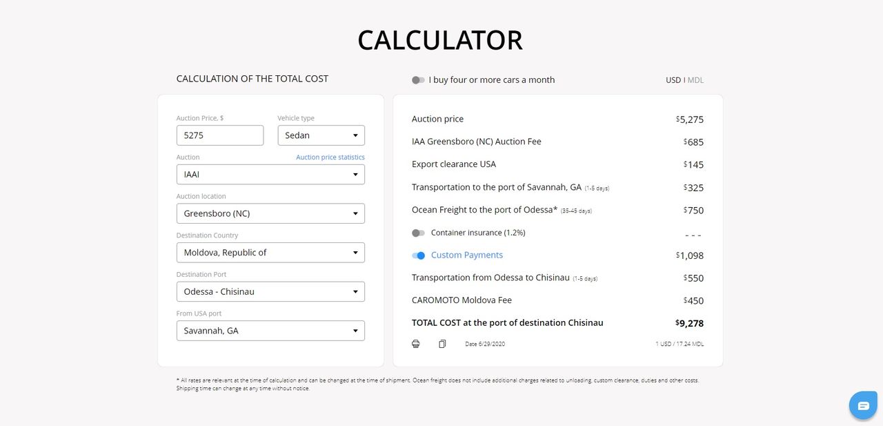 Caromoto Moldova: Услуги по подбору и доставке автомобилей с аукционов США ®