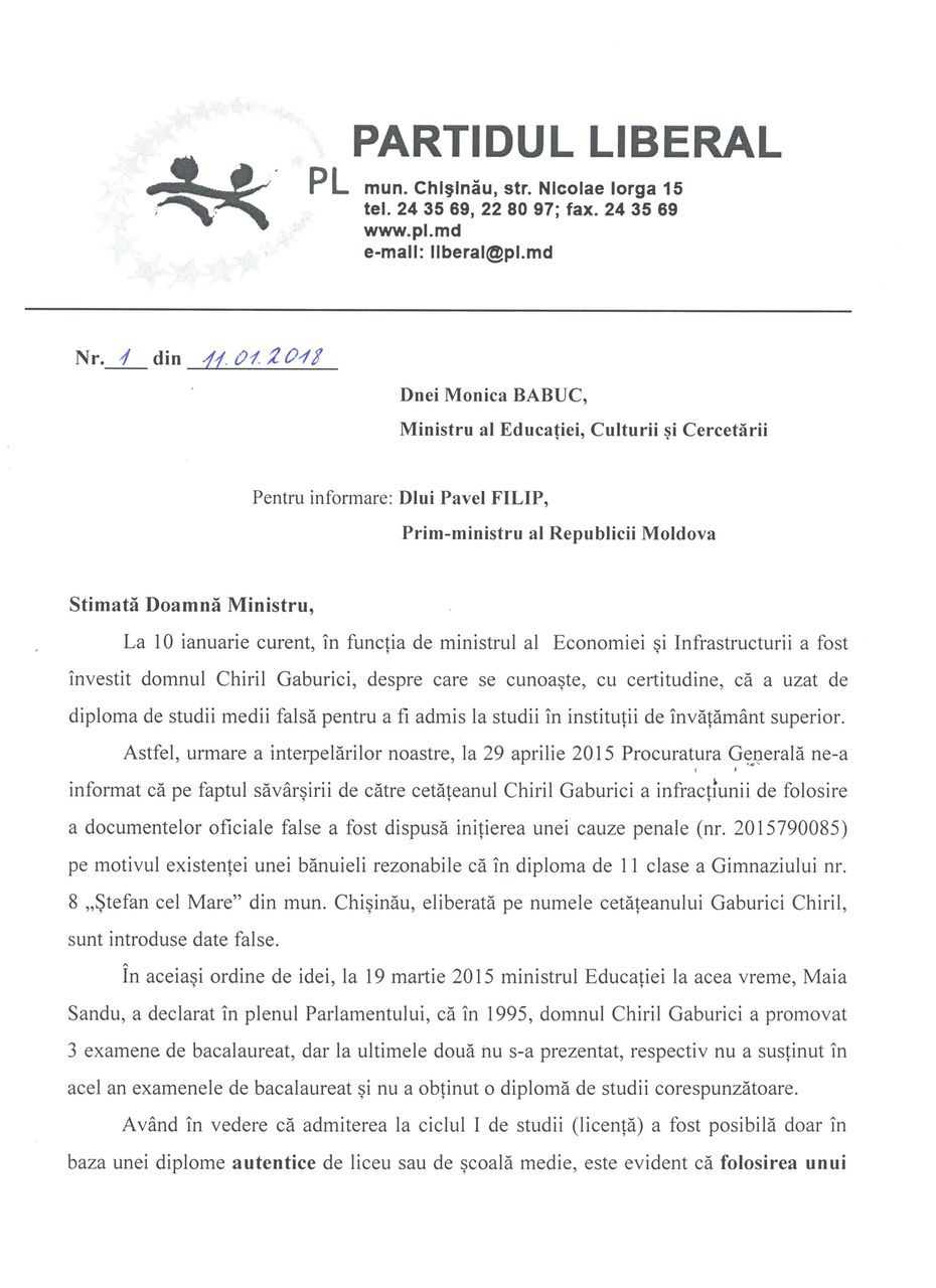 Scandalul diplomei lui Gaburici. Solicitarea făcută de Munteanu