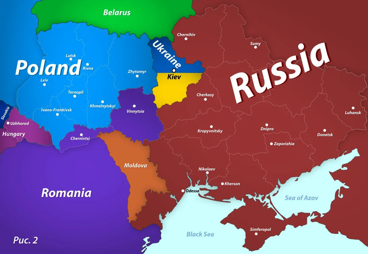 Медведев опубликовал карту Украины, состоящей из одной области