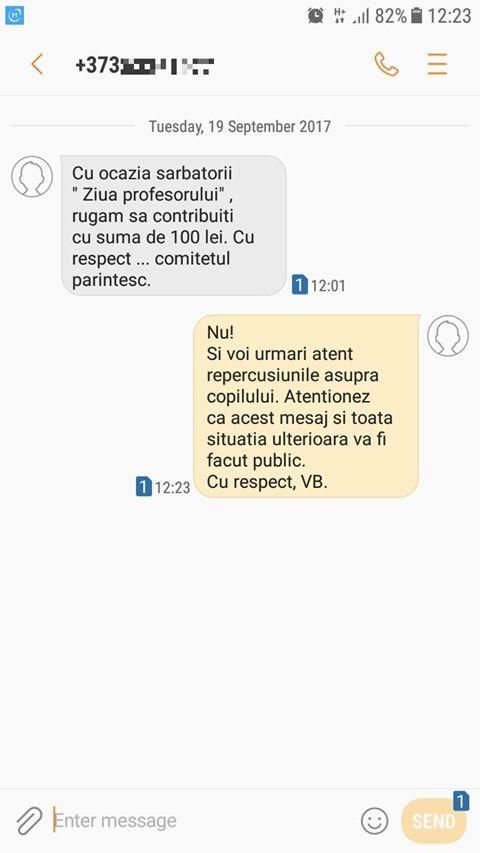 Родитель из Кишинева отказывается участвовать в неофициальных сборах денег в школе