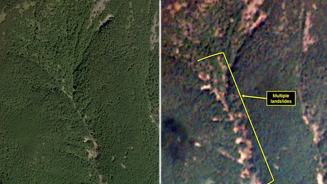 Ученые опубликовали снимки со спутников в зоне испытания водородной бомбы в КНДР