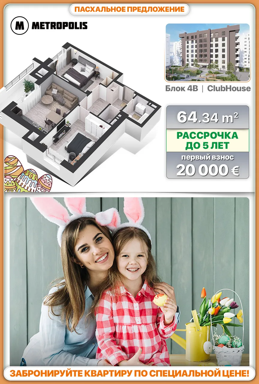 Metropolis: Квартиры по цене 1250 €/м2 и рассрочка до 5 лет