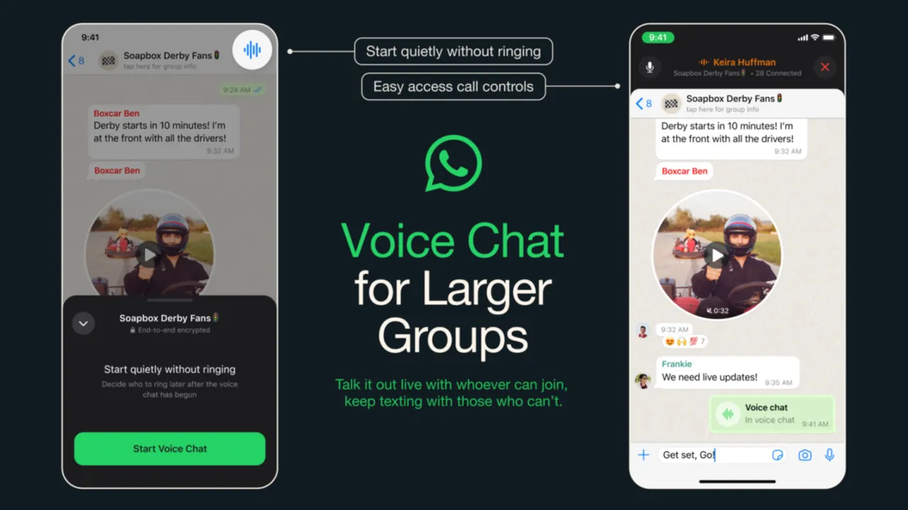 WhatsApp представила функцию голосового чата для больших групп
