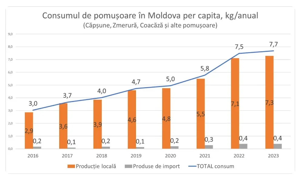 Потребление ягод в Молдове выросло в 2,5 раза