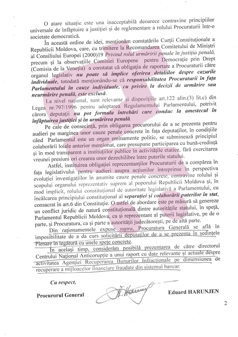 Генеральная прокуратура отказывается отчитаться перед парламентом по делу об украденном миллиарде